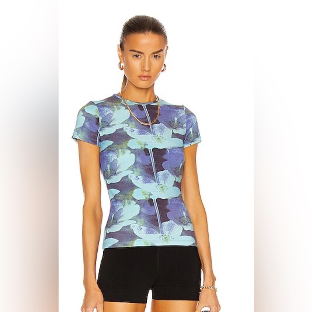 Miaou Blue & Aqua Floral Short Sleeve Tee